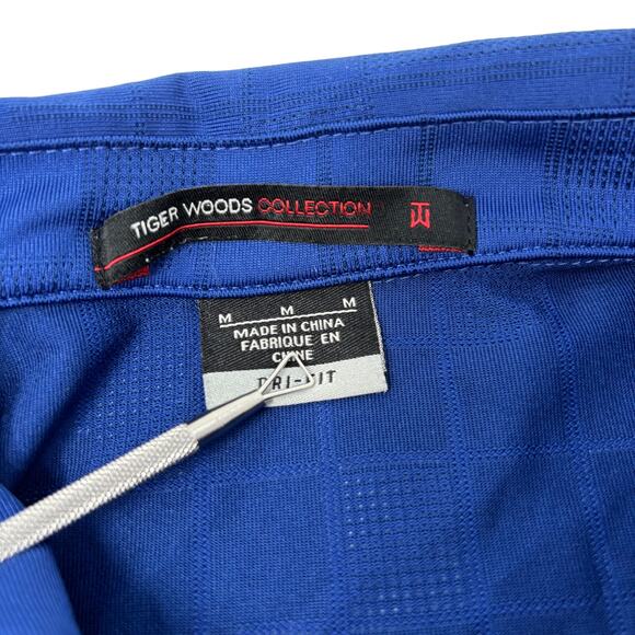 Tiger Woods Collection Nike Dri Fit Medium Blue Short Sleeve Patterned Golf Polo - Picture 2 of 5
